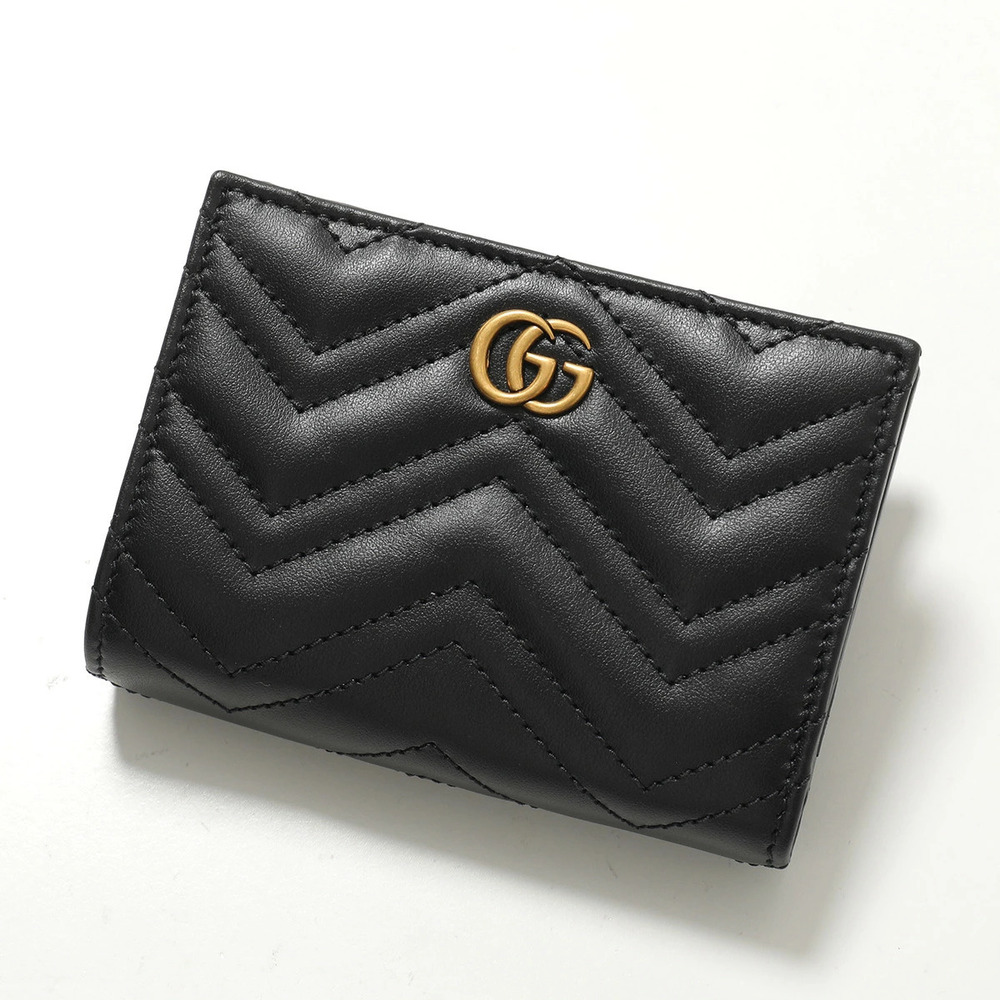 GUCCI GG Marmont Bi fold Wallet Quilted Leather Double G